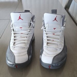 Jordan Athletic Shoes White and Gray with Red Accents